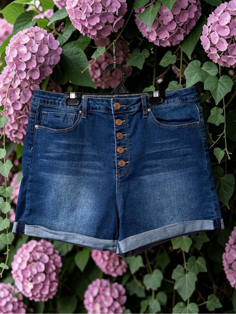 YMI High Rise Button-Fly Denim Shorts